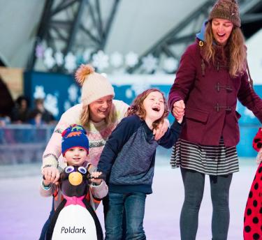 Family ice skating